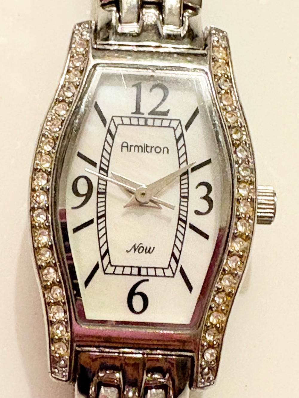 Armitron Silver-Tone Crystal Accent Women’s Bracelet Watch - White Dial